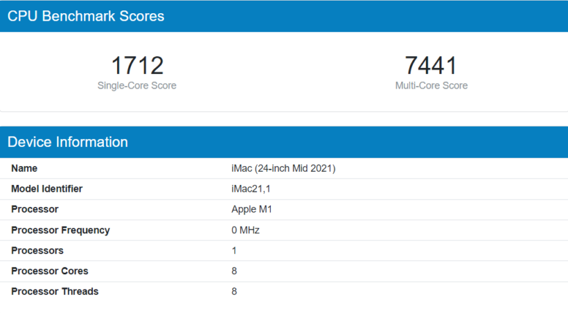 Apple M1 CPU Benchmarks iMac 2021 820x452 1
