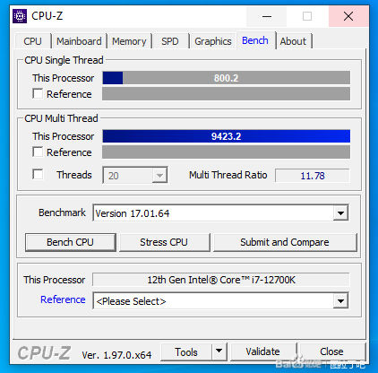 Intel Core i7-12700K Tested In CPU-Z Benchmark, Crosses 800 Points