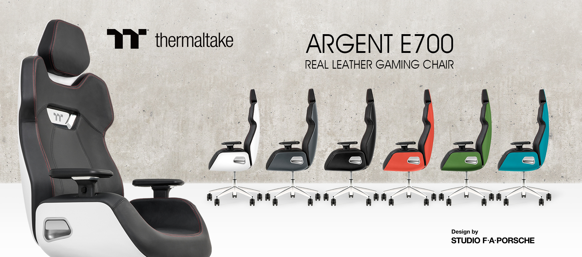 Thermaltake and Studio F. A. Porsche Announce a Design Collaboration on the ARGENT E700 Real Leather Gaming Chair banner1