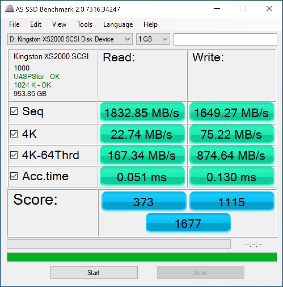 kingston xs2000 as ssd
