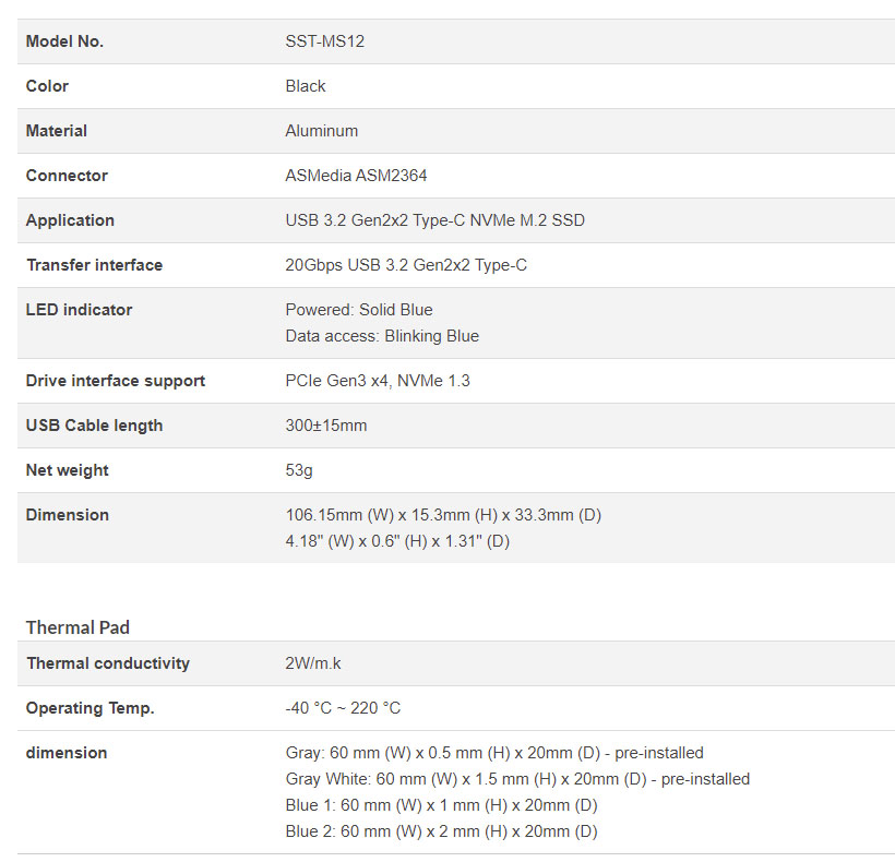 silverstone ms12 specs