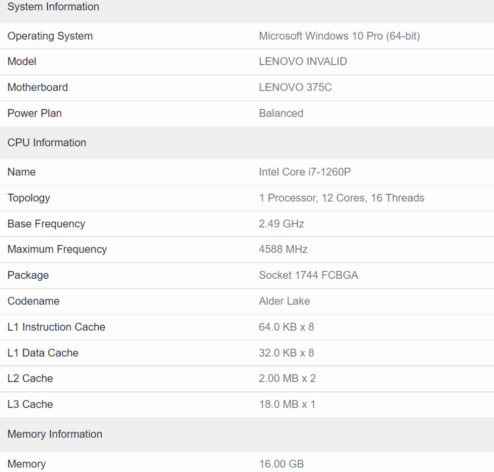 Intel Core i7 1260P