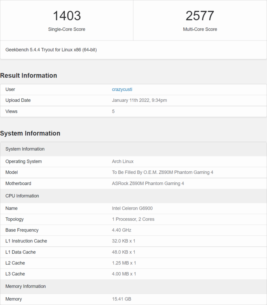 Intel Celeron G6900 Dual Core Alder Lake CPU 1