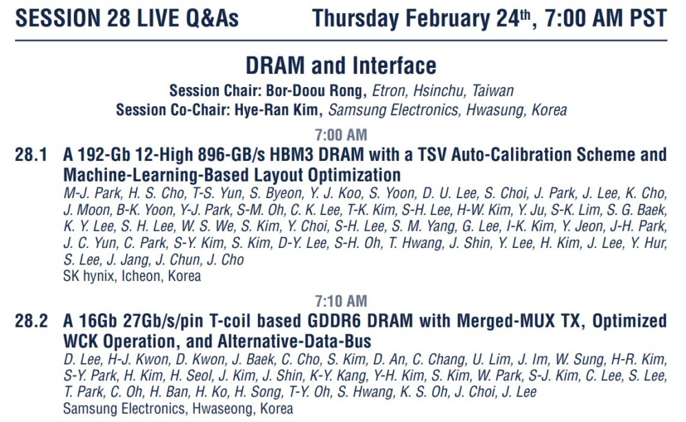 SKHynix HBM3 GDDR6 ISSCC