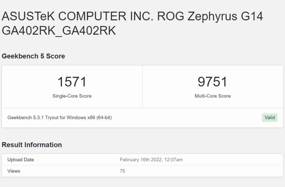 Geekbench Ryzen 6900HS 1