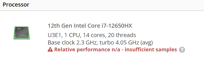 Intel Core i7 12650HX Specs