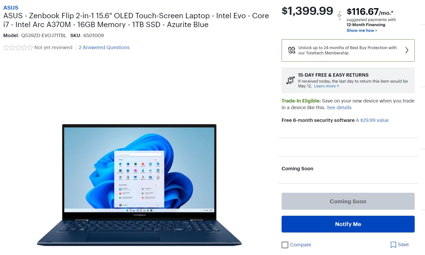 ASUS Flipbook Arc A370M