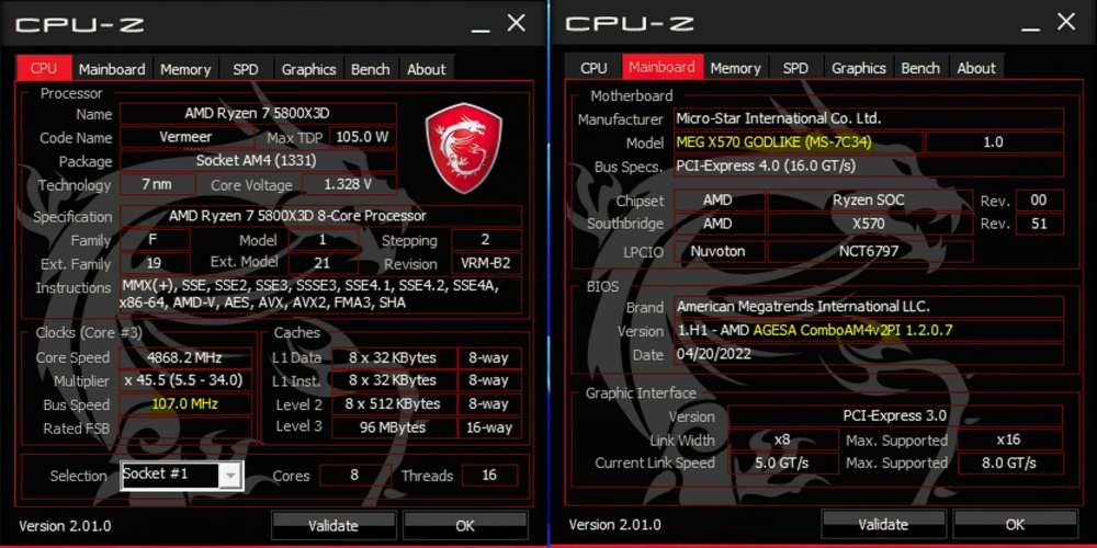 MSI BCLK 5800X3D 1