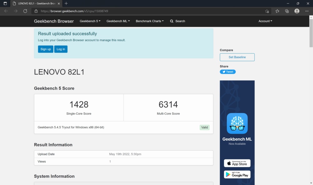 lenovo ideapad slim7 carbon geekbench