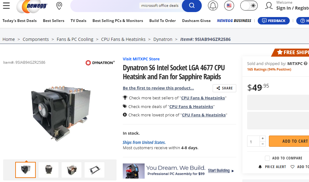 Intel Sapphire Rapids Cooler