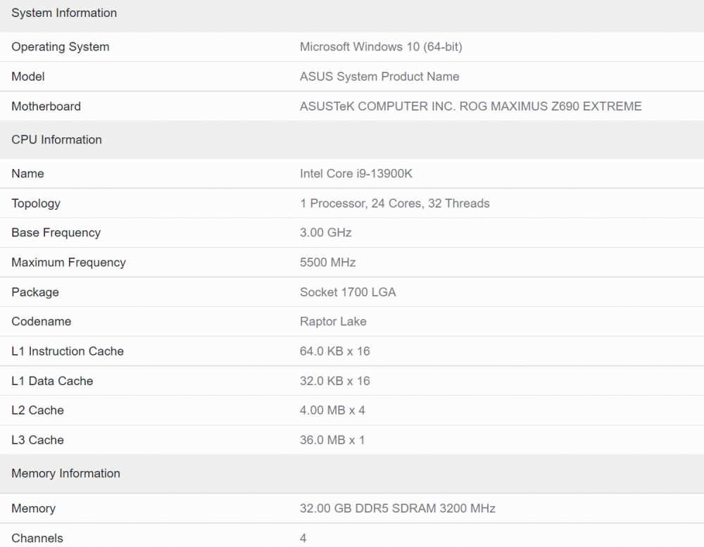 Intel Core i9 13900K geekbench 1