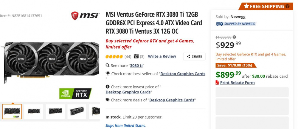 Newegg RTX3080Ti