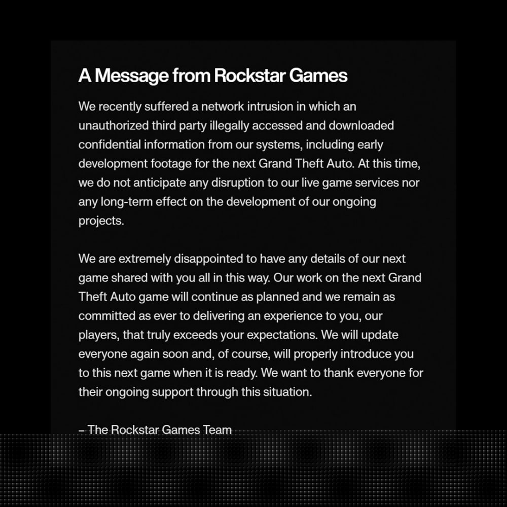 rockstar games statement gta6