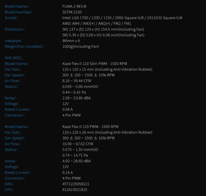 scythe fuma2 revb specs