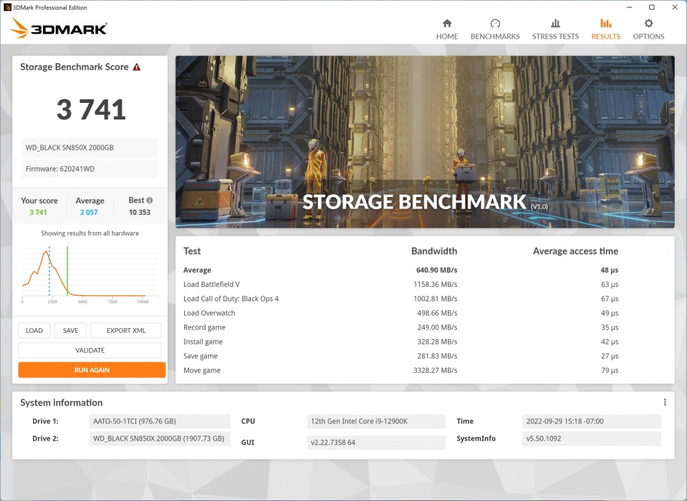 wd black sn850x 3dmark