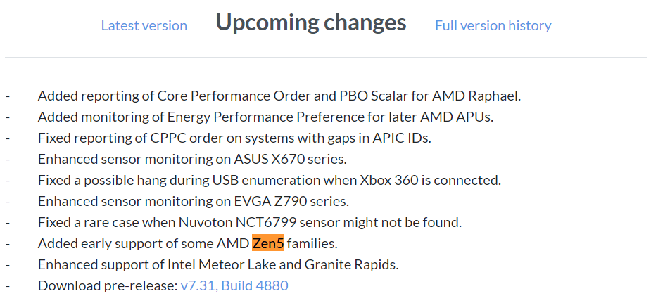 HWINFO AMD Zen 5 CPU Support
