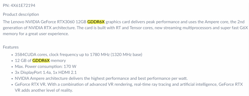 LENOVO RTX3060 GDDR6X 1