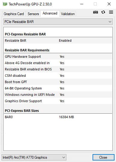 resizable bar