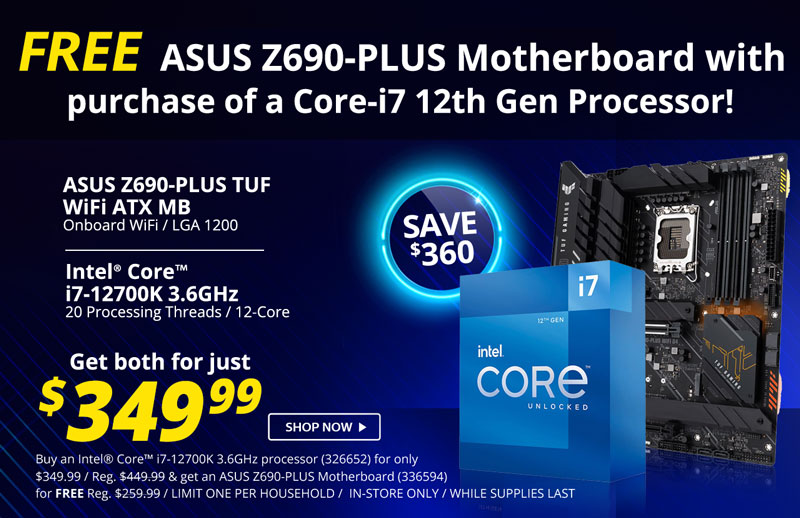 Microcenter Intel Core i7 12700K and Free ASUS Z690 Motherboard Deal