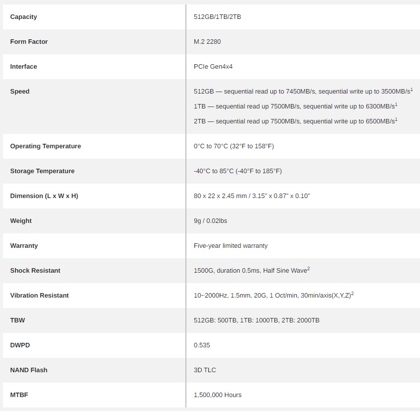 lexar nm800 pro specs