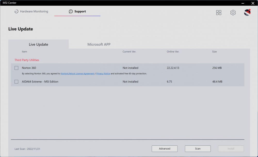MSI Center Software