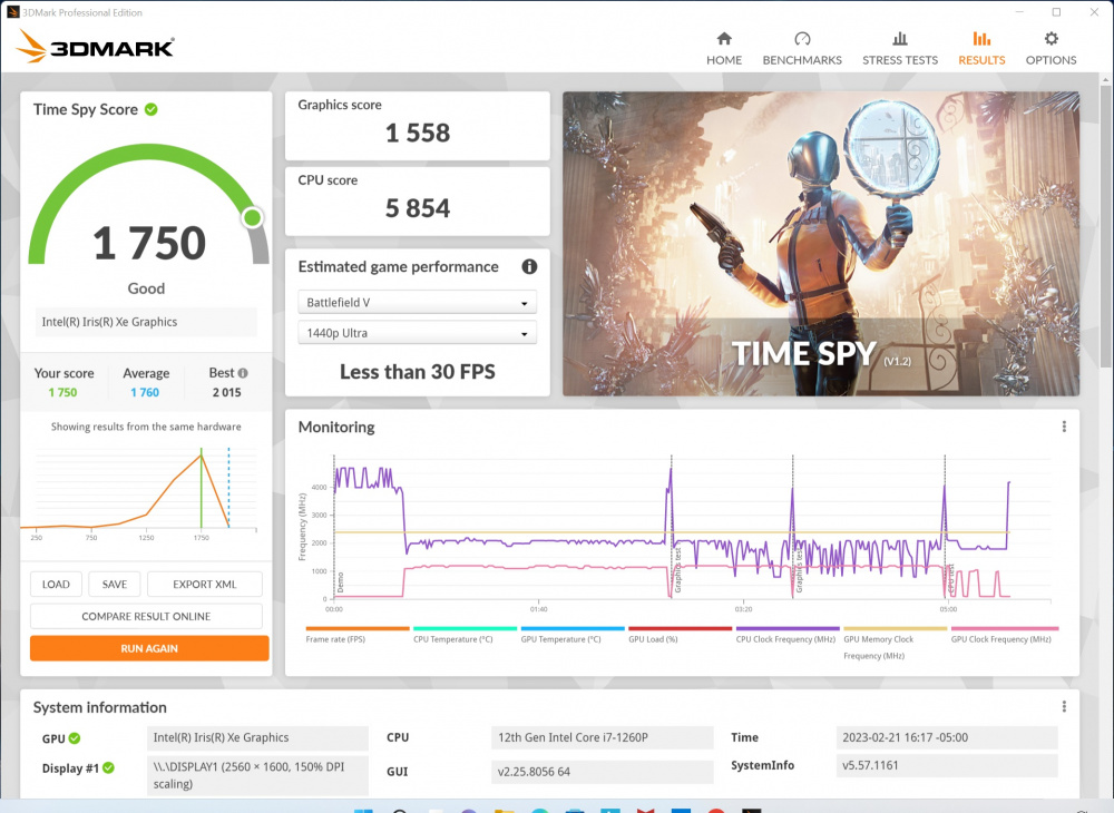 lenovo slim 7i 3dmark time