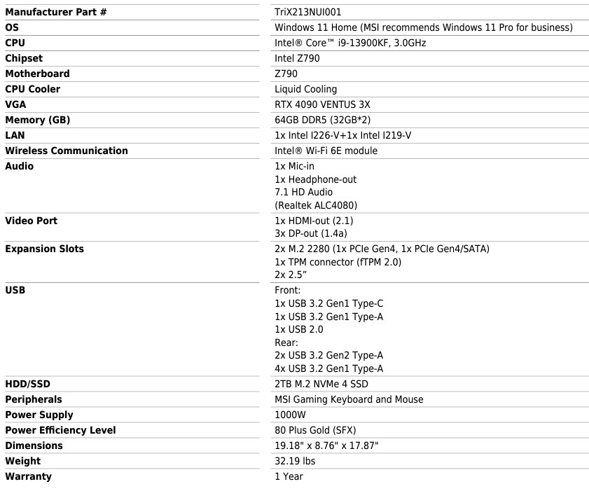 trident x2 specs
