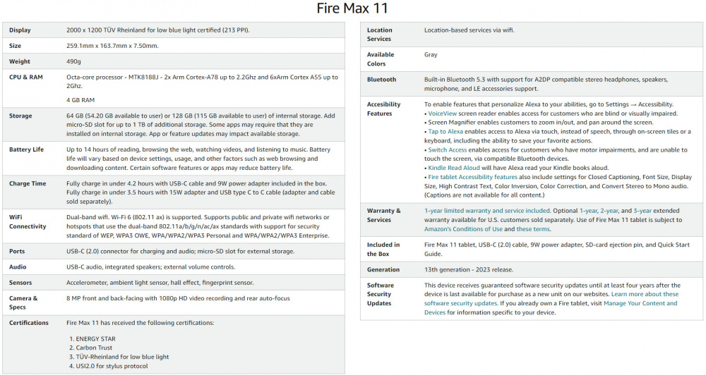 Amazon Fire Max 11