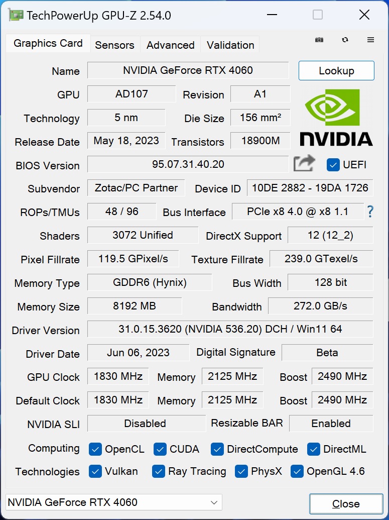 RTX 4060 INFO ZOTAC