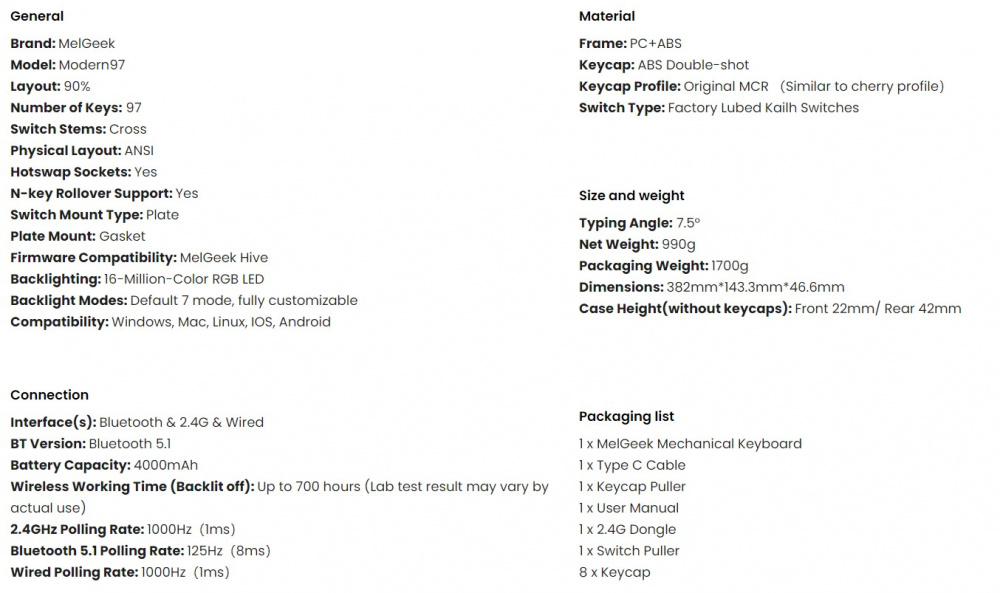 modern97 specifications