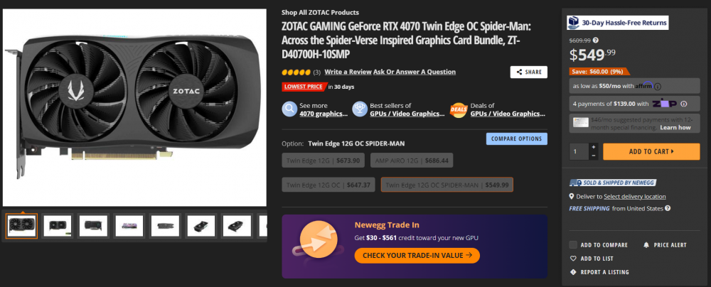 NVIDIA GeForce RTX 4070 549 US Price Drop