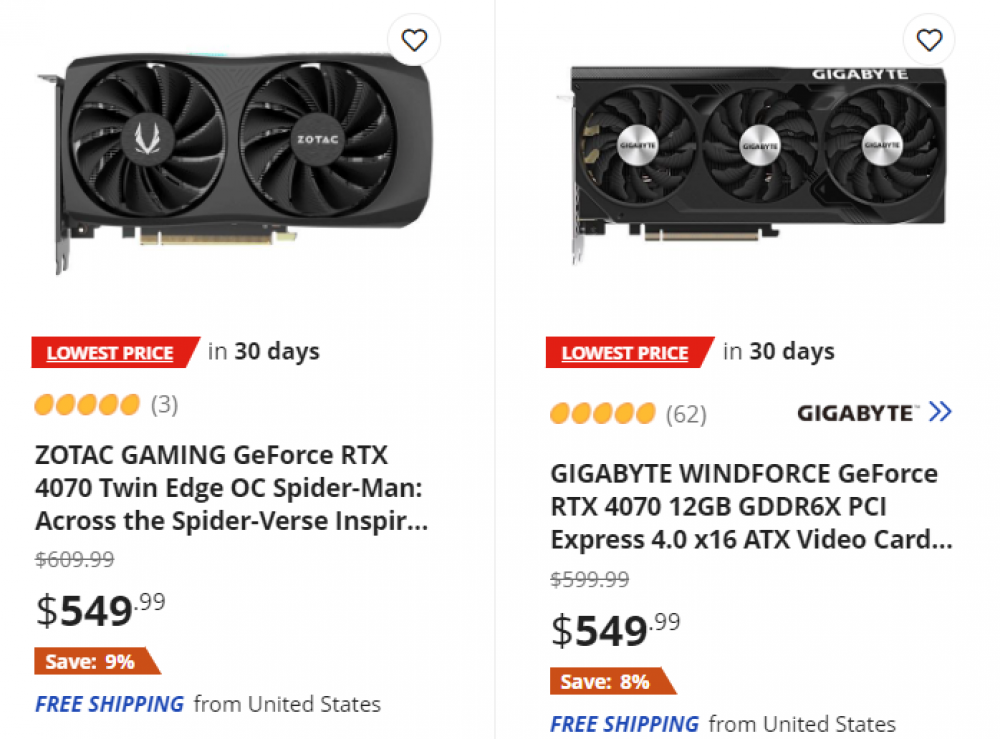 NVIDIA RTX4070 549USD