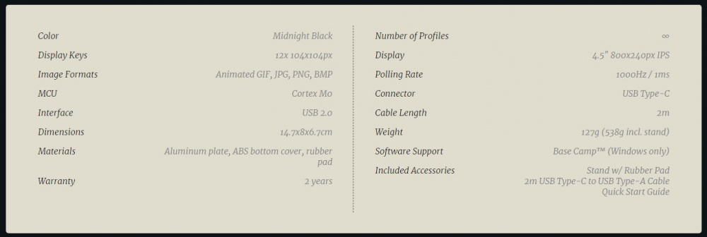 displaypad specs
