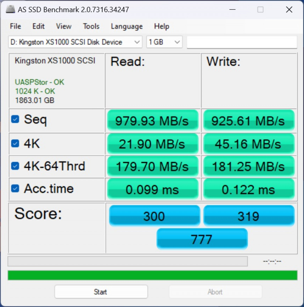 kingston xs1000 as ssd