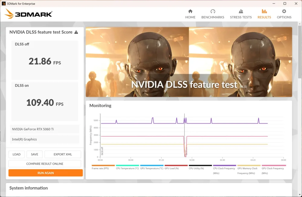 ASUS RTX 5060ti 3dmark dlss2