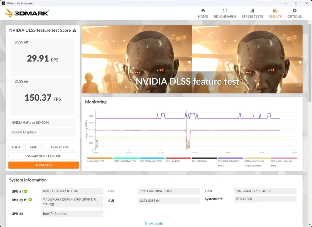 ASUS RTX 5070 3dmark dlss2