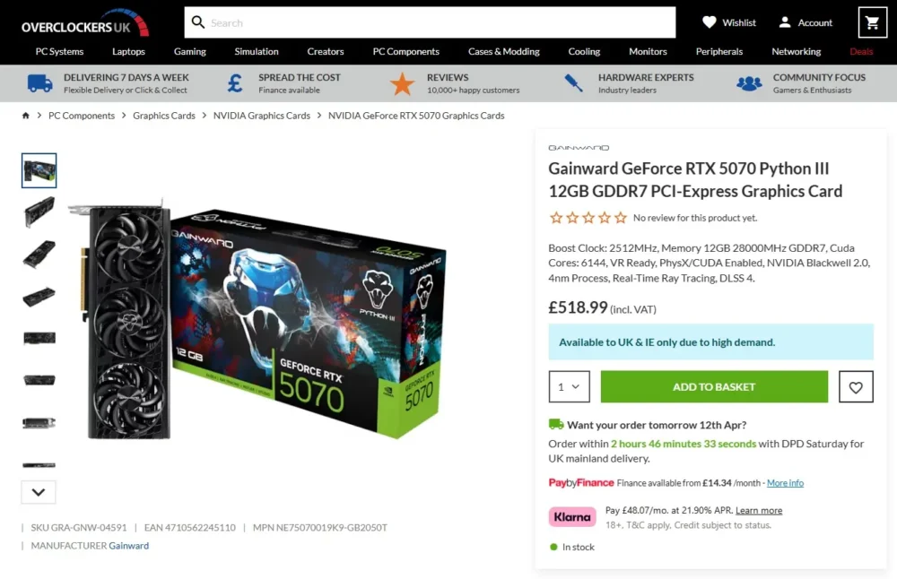RTX 5070 below MSRP 1