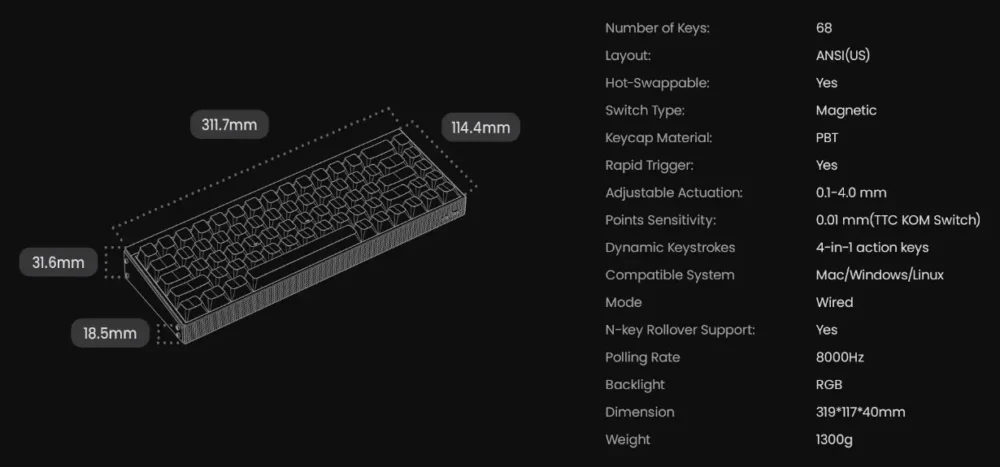 melgeek made68 ultra specs