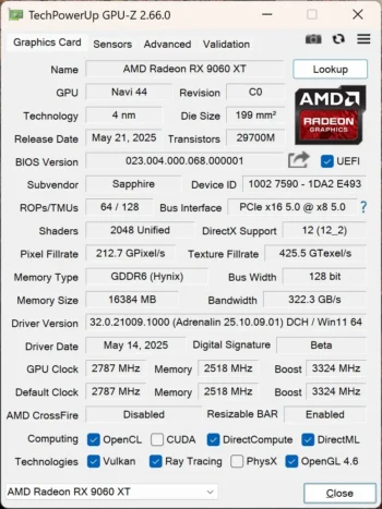 sapphire 9060xt info