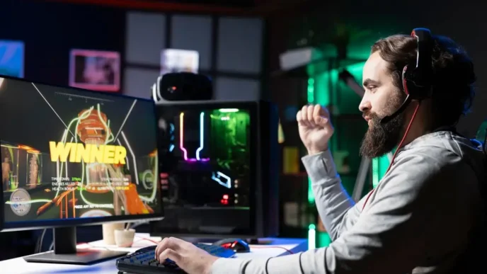 satisfied player congratulating himself after finishing videogame 482257 121691