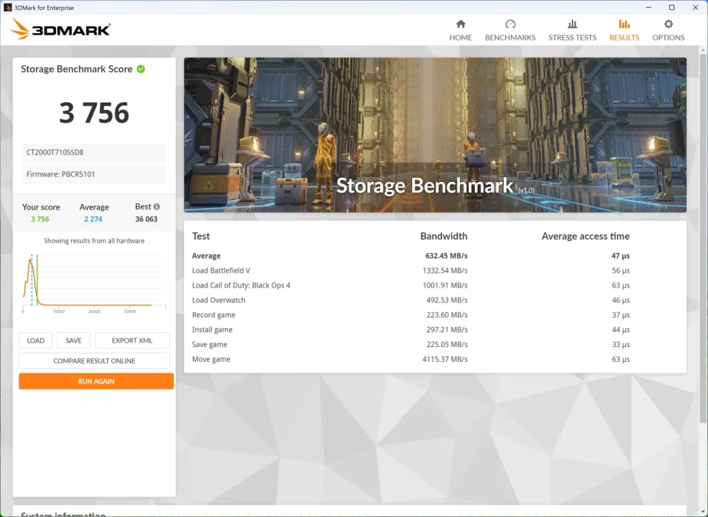 crucial t710 3dmark storage