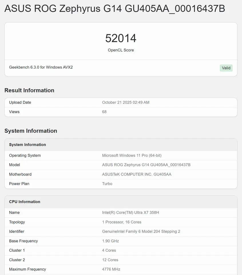 core ultra x7 benchmark