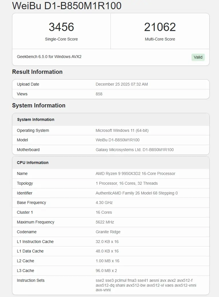 X3D X2 Geekbench