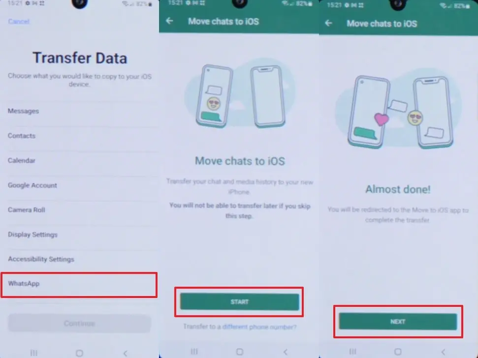 choose whatsapp on move to ios