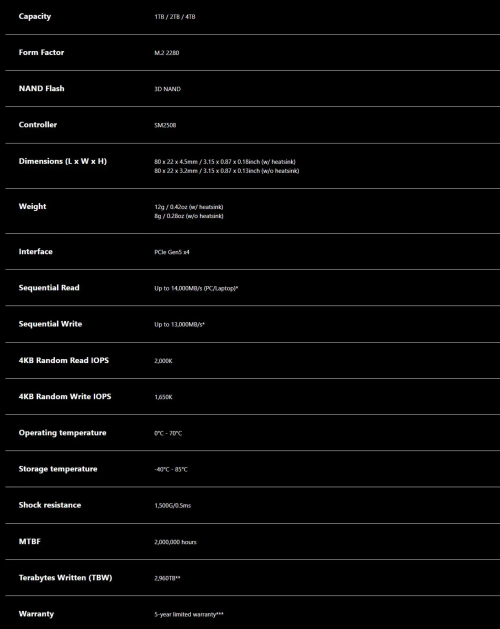 adata xpg mars 980 blade specs