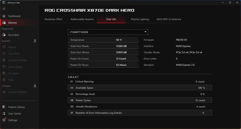 asus rog crosshair x870e darkhero ss4