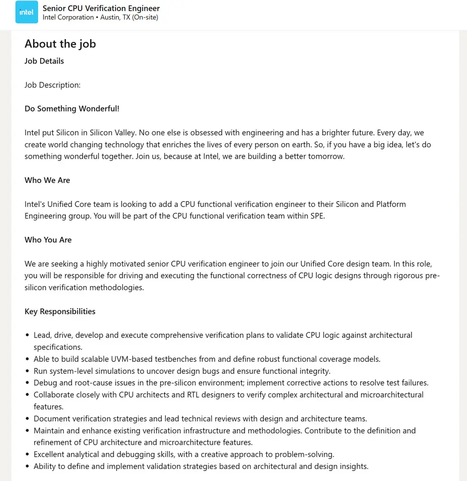 intel job listing 2026 1