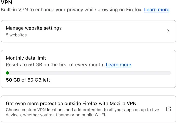 firefox vpn settings