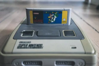 Classic game cartridge in console