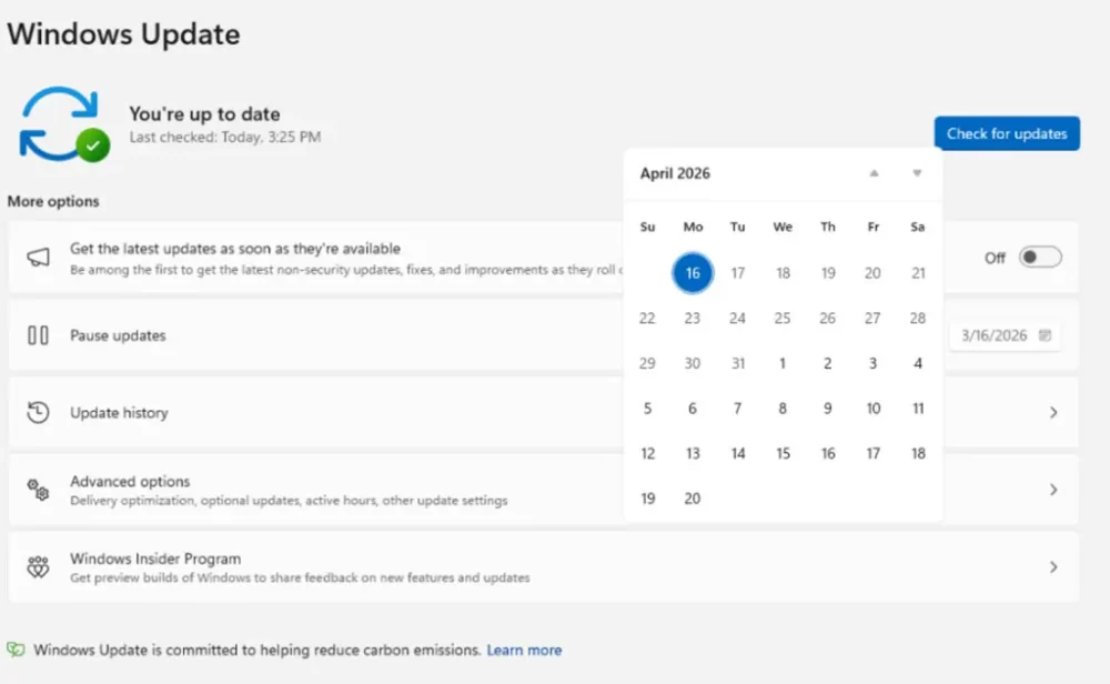 windows11 update pause 2